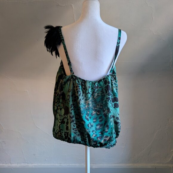 NWT bisou bisou leopard feather top ASO london tipton suite life on deck (large) - Picture 6 of 8